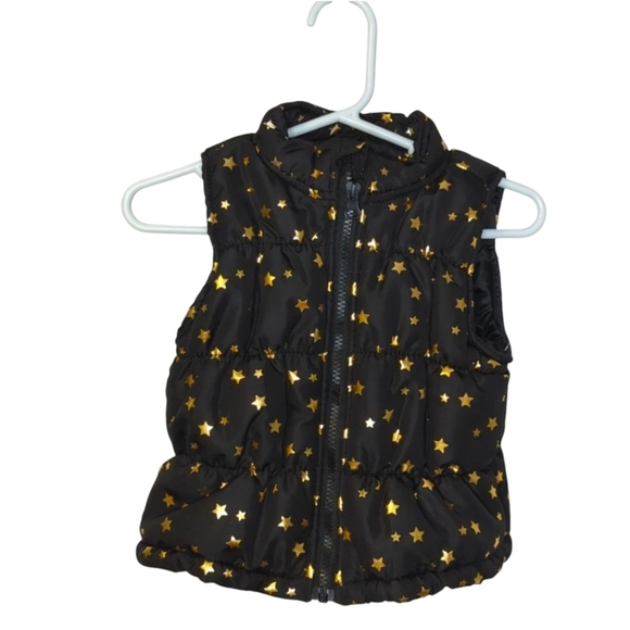 healthtex Other - Healthtex Black with Shiny Gold Star Puffer Vest